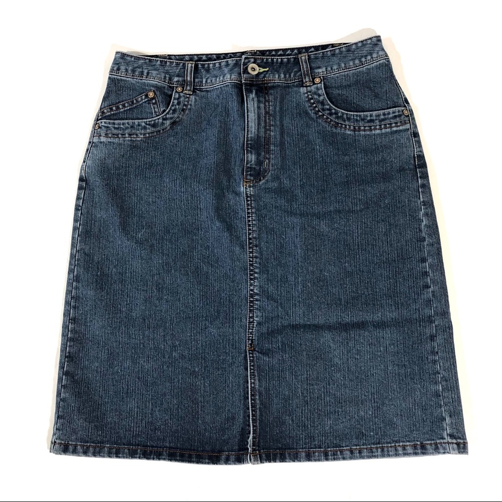 FrenchCuff Stretch Denim Pencil Skirt